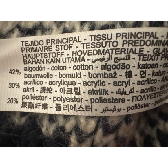 ZARA Striped Small Button-Up Cardigan Sweater Navy Blue & Cream Cotton Blend NWT - Picture 4 of 13